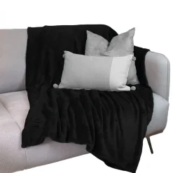 Couverture, plaid polaire 220 x 240 cm en flanelle ultra doux - Noir - Vivezen