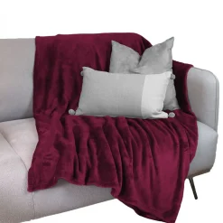 Couverture, plaid polaire 150 x 200 cm en flanelle ultra doux - Prune - Vivezen