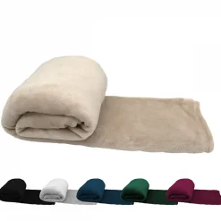 Couverture, plaid polaire 220 x 240 cm en flanelle ultra doux - Beige - Vivezen