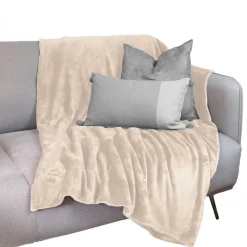 Couverture, plaid polaire 220 x 240 cm en flanelle ultra doux - Beige - Vivezen