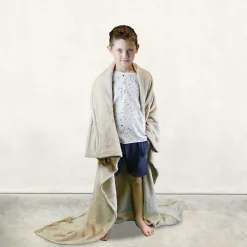 Couverture polaire plaid intégral avec manches et poche - Enfant ou adulte jusqu'à 1.65m 160 x 120 cm - Beige - Vivezen