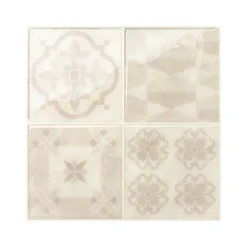 Crédence Adhésive Cuisine et Salle de Bain x4 - Carrelage Mural Smart Tiles, Beige - 22,86 x 22,86cm