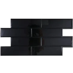 Crédence Adhésive Cuisine et Salle de Bain x2 - Carrelage Mural Smart Tiles, Noir - 57,3 x 27,64cm