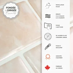 Crédence Adhésive Cuisine et Salle de Bain x4 - Carrelage Mural Smart Tiles, Beige et Gris - 29,34 x 24,46cm