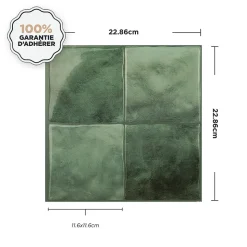 Crédence Adhésive Cuisine et Salle de Bain x4 - Carrelage Mural Smart Tiles, Vert - 22,86 x 22,86cm