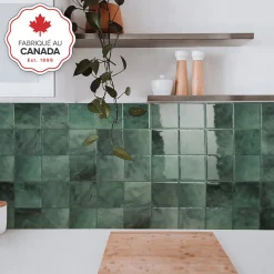 Crédence Adhésive Cuisine et Salle de Bain x4 - Carrelage Mural Smart Tiles, Vert - 22,86 x 22,86cm