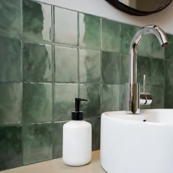 Crédence Adhésive Cuisine et Salle de Bain x4 - Carrelage Mural Smart Tiles, Vert - 22,86 x 22,86cm