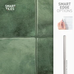 Crédence Adhésive Cuisine et Salle de Bain x4 - Carrelage Mural Smart Tiles, Vert - 22,86 x 22,86cm