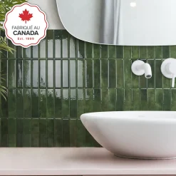 Crédence Adhésive Cuisine et Salle de Bain x4 - Carrelage Mural Smart Tiles, Vert - 29,03 x 22,86cm