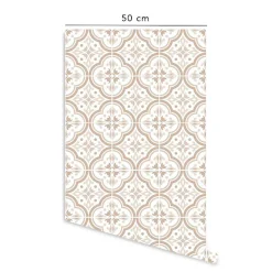 Crédence adhésive lavable cuisine marron et blanc en vinyle lavable et amovible - 1 rouleau 50x300 cm - Decochic