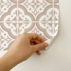 Crédence adhésive lavable cuisine marron et blanc en vinyle lavable et amovible - 1 rouleau 50x300 cm - Decochic