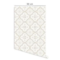 Crédence adhésive lavable cuisine écru et blanc en vinyle lavable et amovible - 1 rouleau 50x300 cm - Decochic