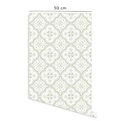 Crédence adhésive lavable cuisine vert et blanc en vinyle lavable et amovible Lisbona- 1 rouleau 50x300 cm - Decochic