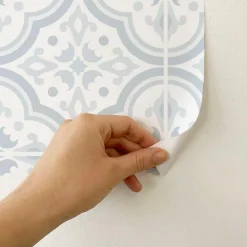 Crédence adhésive lavable cuisine bleu et blanc en vinyle lavable et amovible - 1 rouleau 50x300 cm - Decochic