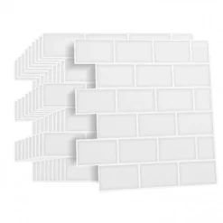 Crédence adhésive murale effet carrelage métro blanc 10 pcs 30x30 cm