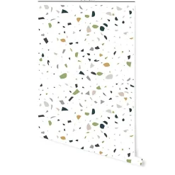 Crédence adhésive terrazzo vert beige et noir en vinyle lavable et amovible - 1 rouleau 50x300 cm - Decochic