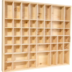 Creative Deco Vitrine Murale Petite Etagere Bois Non Peint - 51 Compartiments - 52 x 46 x 5 cm - Vitrine pour Collection Figurine