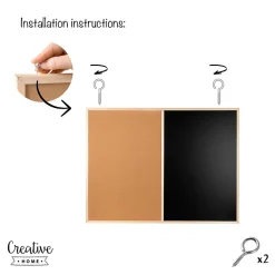 Creative Home 60x40cm Tableau Liege Mural, Tableau Magnétique Aimanté et Tableau Noir - Inclus Éponge, Aimants, Craie et Punaises