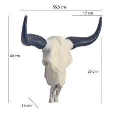 Crâne Décoratif de Buffle Blanc 55,5 cm Aluminium Tête de Taureau FineBuy