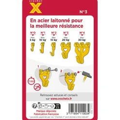 Crochet X N° 3 + 10 épingles vendu par 5 pièces