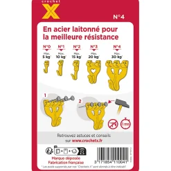 Crochet X N° 4 + 10 épingles vendu par 3 pièces