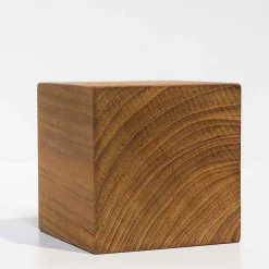 Cube Bois de Teck Huilé - 9X9X9cm - Objet Décoratif à Poser