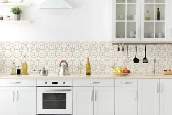 Dalle adhésive murale Wall Tiles DC FIX Carreaux de ciment fleurs vintage L.30,5 x l.30,5 cm vendue par 6 pièces