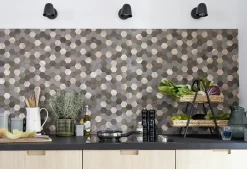 Dalle adhésive murale Wall Tiles premium D-C-Fix® hexagones effet pierre et cuivre L.34,5 x l.30cm