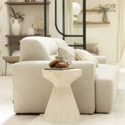 Danli - Tabouret effet travertin H45cm - Beige