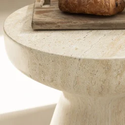 Danli - Tabouret effet travertin H45cm - Beige
