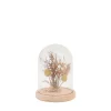 Déco à poser cloche avec fleurs séchées 17x14cm