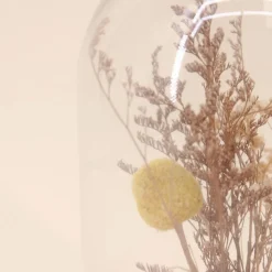 Déco à poser cloche avec fleurs séchées 17x14cm