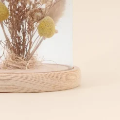 Déco à poser cloche avec fleurs séchées 17x14cm