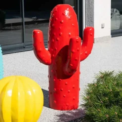 Déco jardin cactus rouge grand modèle 105cm