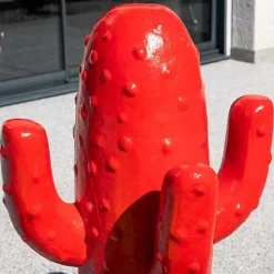 Déco jardin cactus rouge grand modèle 105cm