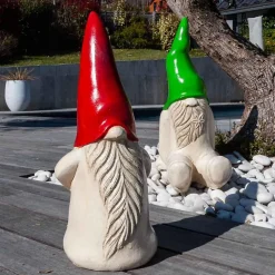 Déco moderne gnome jardin 50 cm rouge