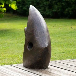Déco moderne jardin statue poisson petit modèle brun 50cm