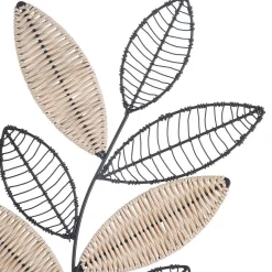 Déco murale Aurore en métal & rotin 56x29cm noir - Atmosphera