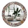 Décoratif Miroir Rond Cadre Verre Wallfluent fi80 cm Motif Turc Décoration Murale Premium Sécurisé