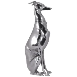 Décoration Design Chien aluminium argenté sculpture lévrier chien statue FineBuy