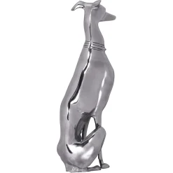 Décoration Design Chien aluminium argenté sculpture lévrier chien statue FineBuy