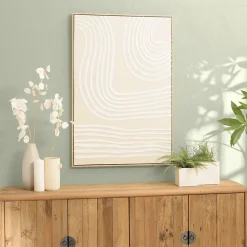 Décoration murale C - 83x123cm lignes abstraites, cadre naturel