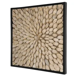 Décoration murale carrée branches en teck nature L60