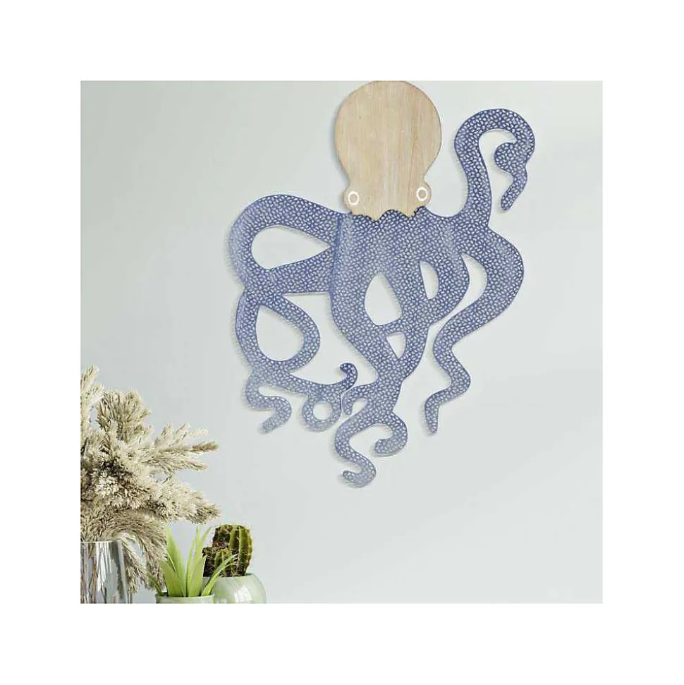 Décoration murale en mdf et métal Octopus 41x1.5x57 cm