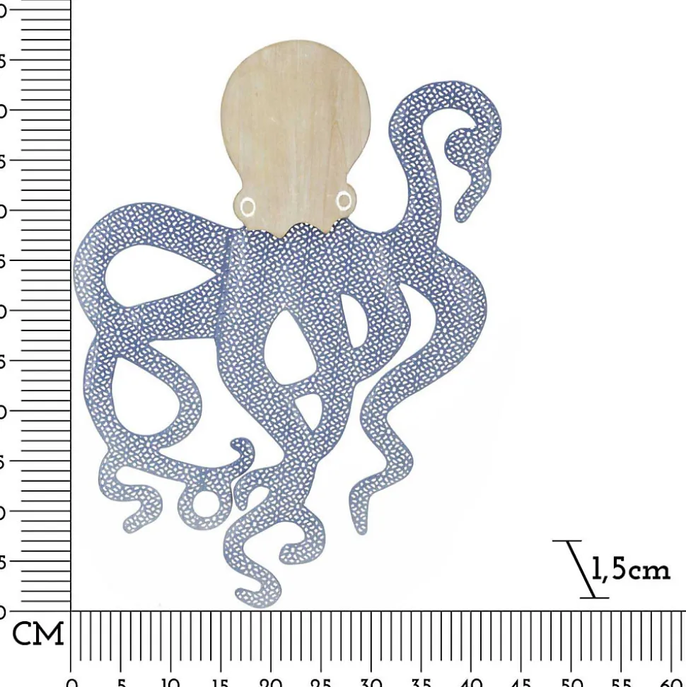 Décoration murale en mdf et métal Octopus 41x1.5x57 cm
