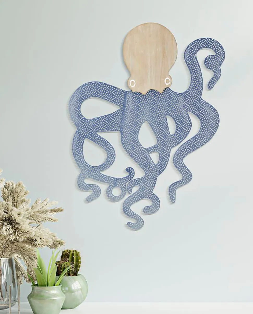 Décoration murale en mdf et métal Octopus 41x1.5x57 cm