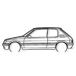 DÉCORATION MURALE EN MÉTAL - Silhouette de voiture - 205 GTI détaillée - 80CM