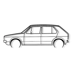DÉCORATION MURALE EN MÉTAL - Silhouette de voiture - Golf MK1 1976 détaillée - 80 cm - Édition limitée