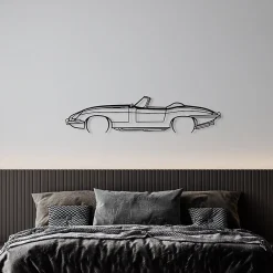 DÉCORATION MURALE EN MÉTAL - Silhouette de voiture - Type E Cabriolet détaillée - Édition limitée - 100 cm