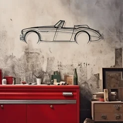 DÉCORATION MURALE EN MÉTAL - Silhouette de voiture emblématique britannique 1966 - 100 CM